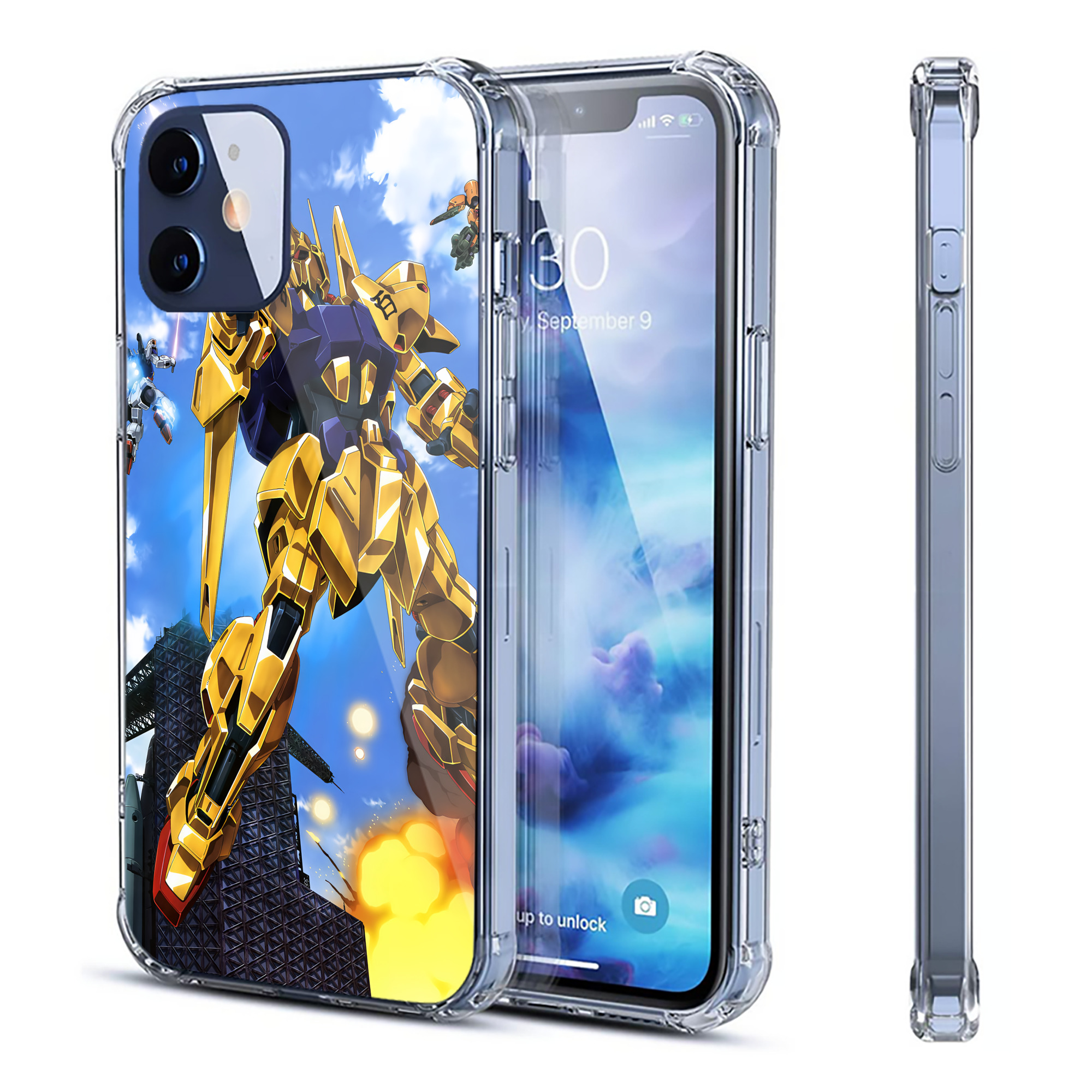 （画像用） 機動戦士ガンダム Mobile Suit Gundam 【iPhone 12シリーズ対応】透明スマホケース（クリアソフトケース）